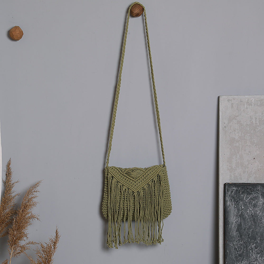 Macrame Crossbody Bag with Fringe Stornfield