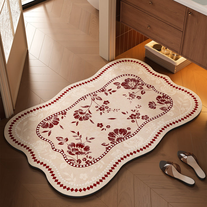 Floral-Themed Bathroom Mat