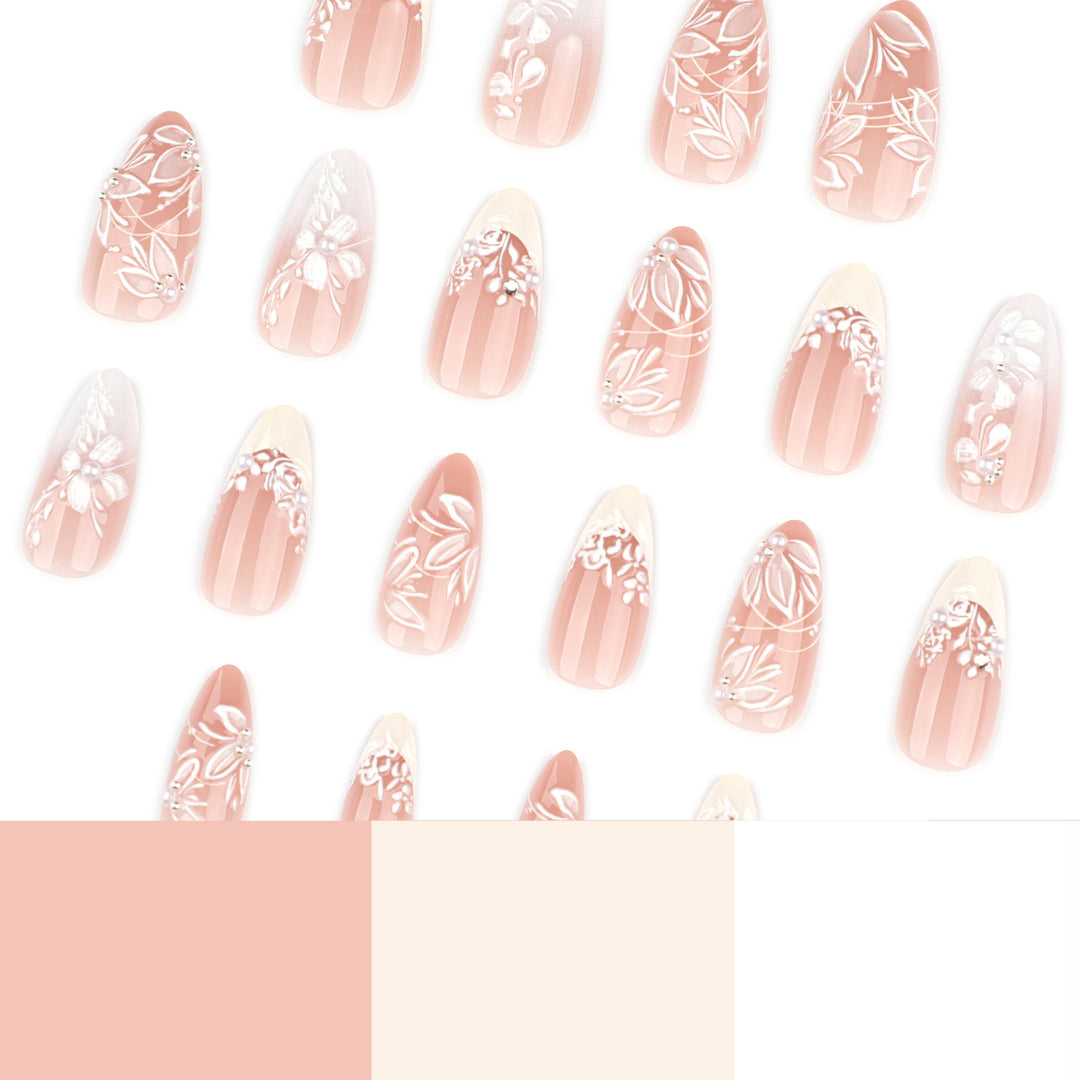 Premium Nail Art with Floral Design and Glittering Accents Stornfield