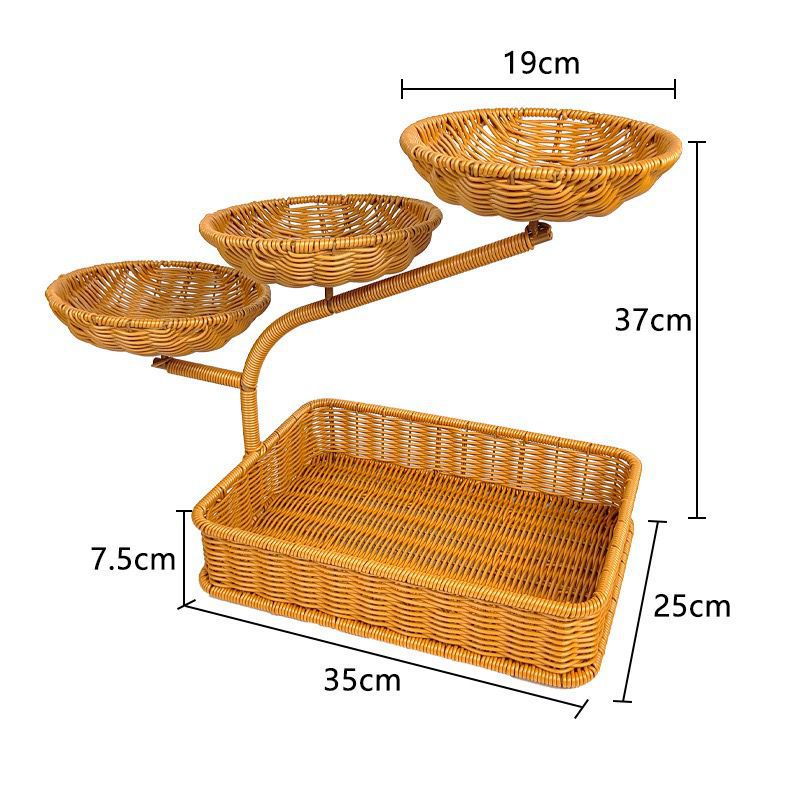 Unisex fruit and vegetable rack made of rattan with multiple levels Stornfield