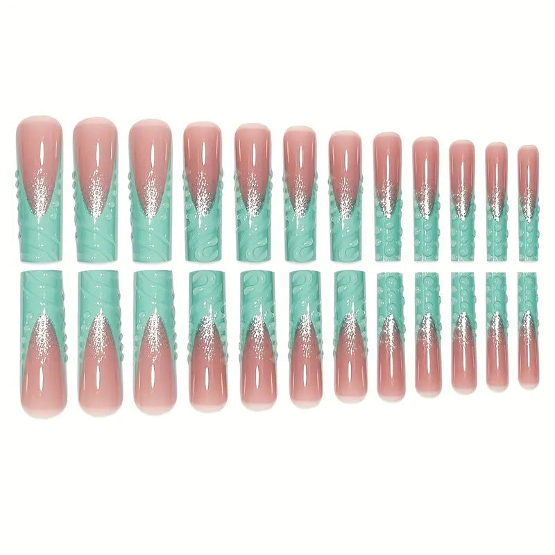 Artistic Wave-Pattern Press-On Nails Stornfield