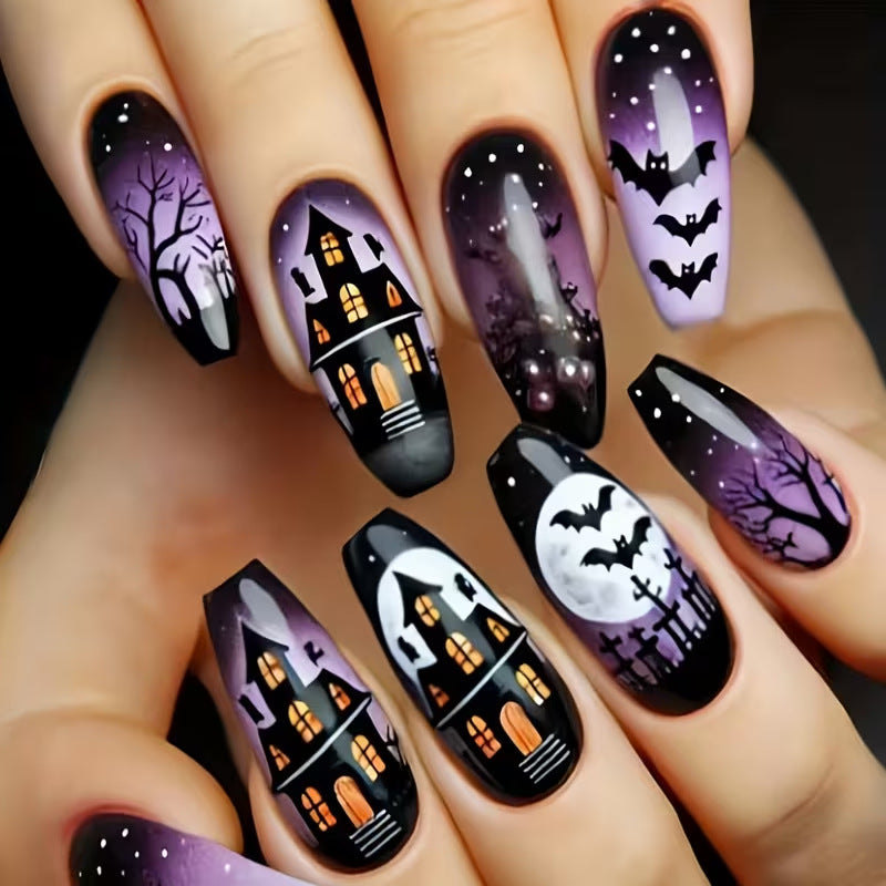 Artistic Halloween-Themed Press-On Nails Stornfield