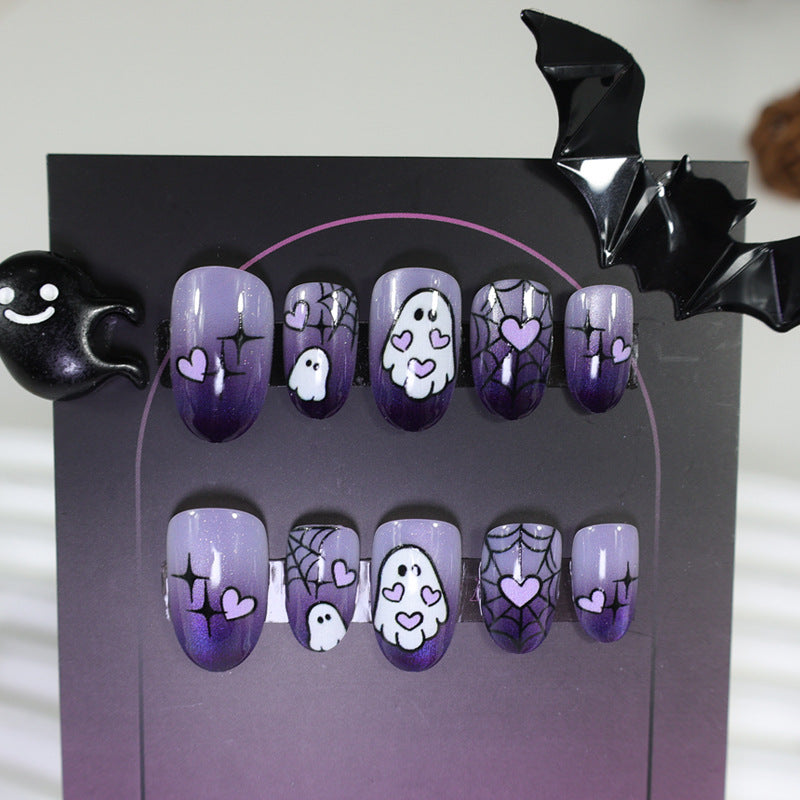 Halloween Artificial Nail Set with Ghost and Spider Designs Stornfield