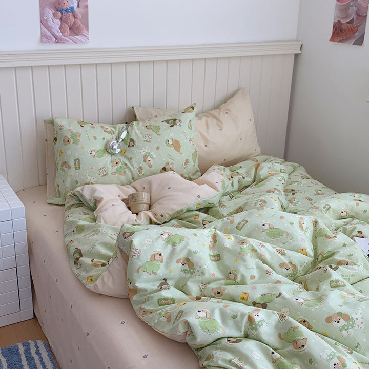Cozy Cartoon Bear Print Bedding Set