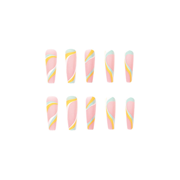 Artificial nail extensions with modern wave design Stornfield