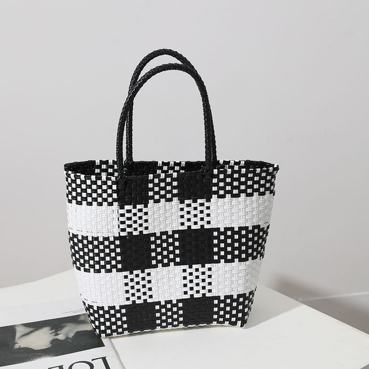 Handmade basket bag in modern check pattern Stornfield