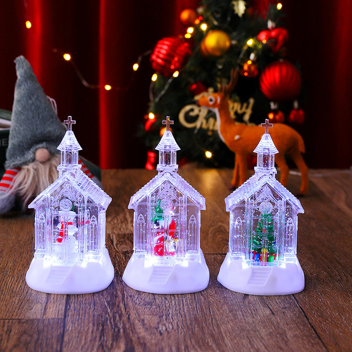 Decorative Christmas lantern with snowman scene Stornfield