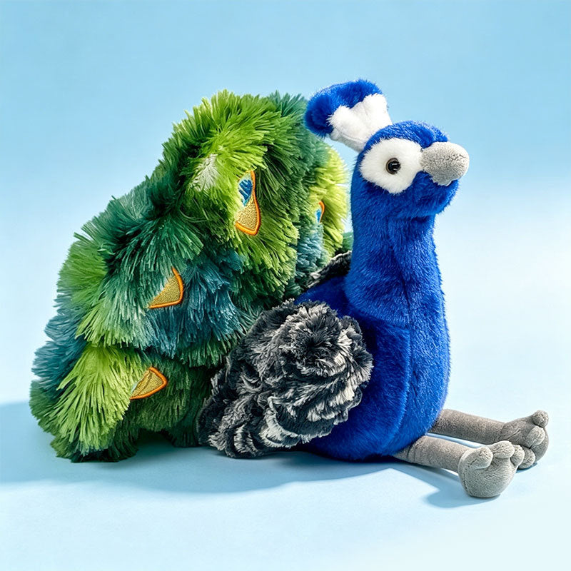 Plush Sitting Peafowl Comforter with Oversized Fluffy Tail Stornfield