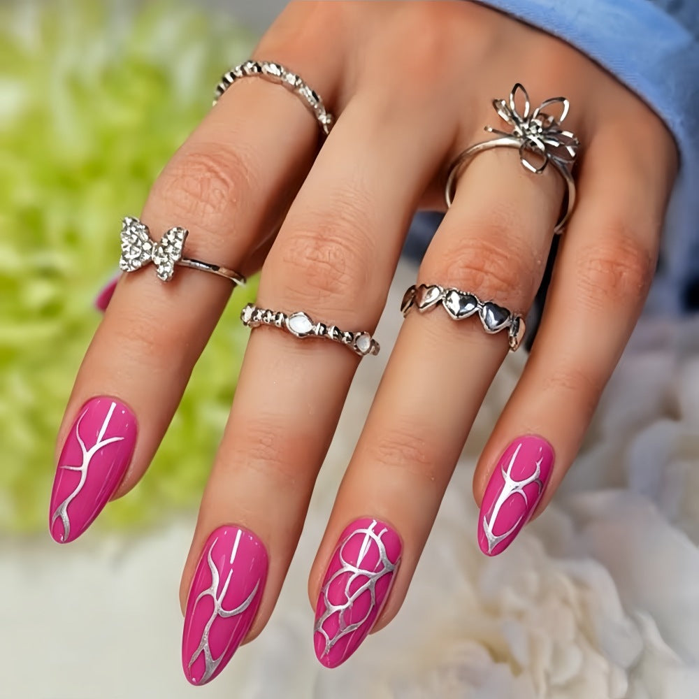 Creative artificial nails with elegant line design Stornfield