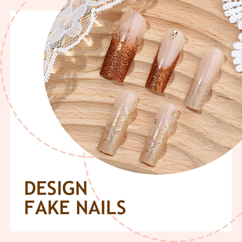 Artificial nail set with glamorous glitter and decorative elements Stornfield