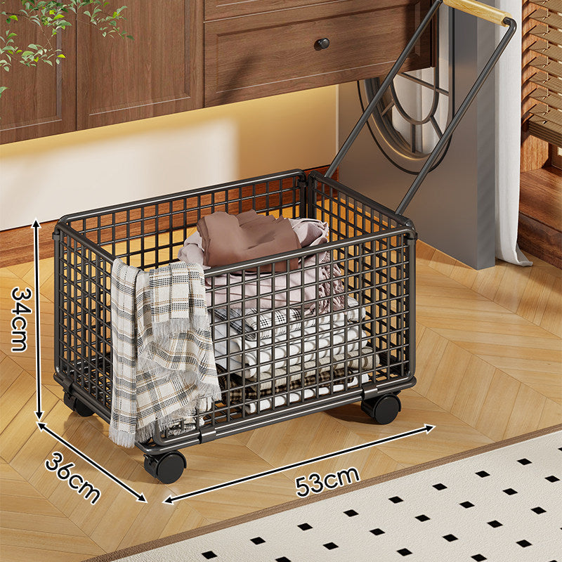 Rolling Wire Laundry Cart with Telescopic Handle
