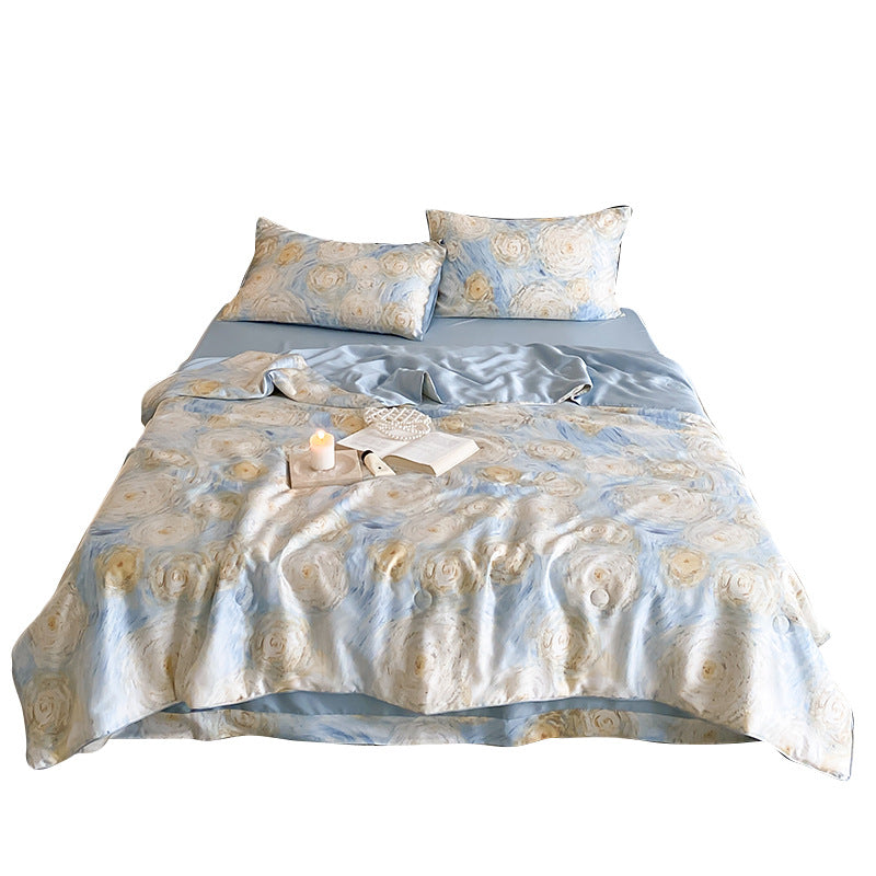 Bedding set made of cotton satin with subtle heart jacquard and silky glossy finish Stornfield