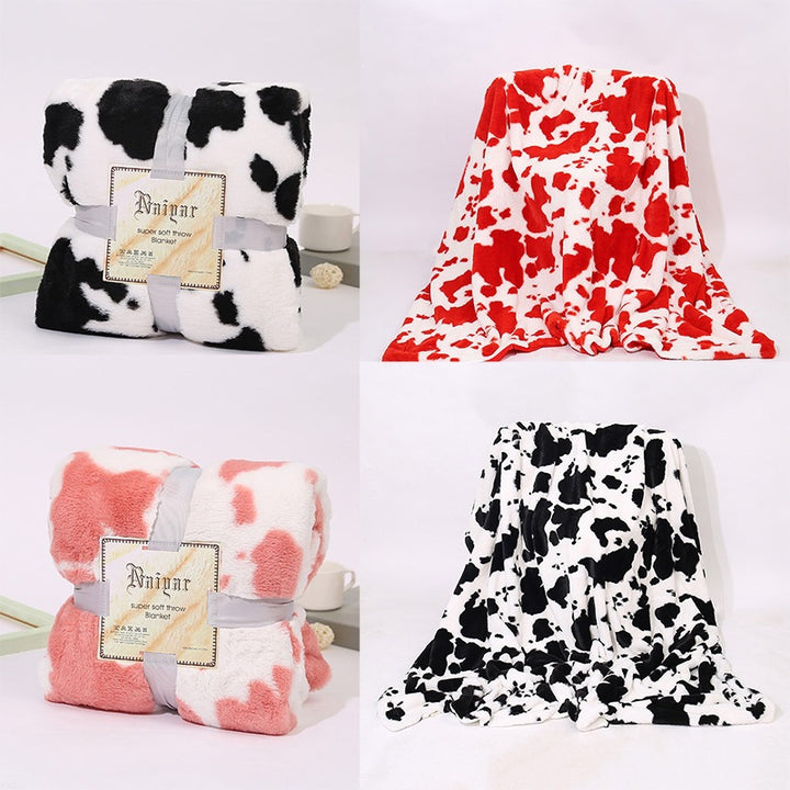 Ultra-Soft Cow Print Fleece Throw Blanket