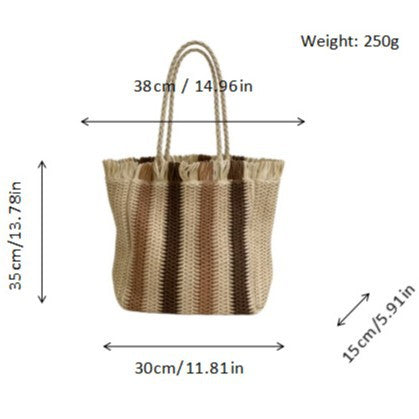 Braided beach bag with fringe details Stornfield