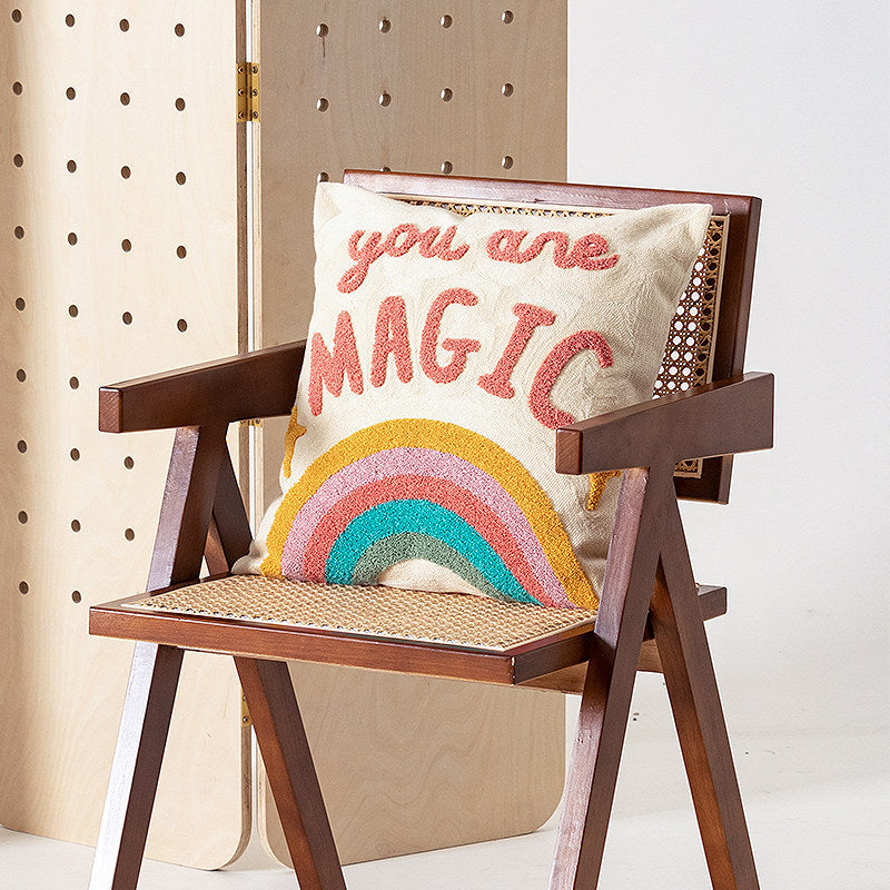 Cushion cover made of cotton-linen with hand-tufted wave pattern and concealed zipper Stornfield