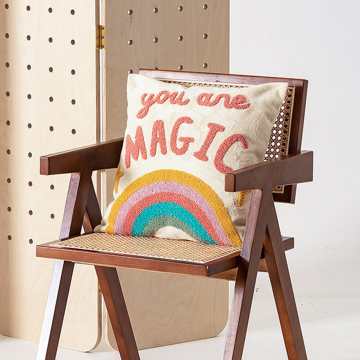 Cushion cover made of cotton-linen with hand-tufted wave pattern and concealed zipper Stornfield