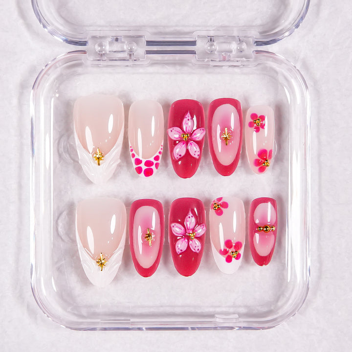 Decorative Floral Press-On Nail Set