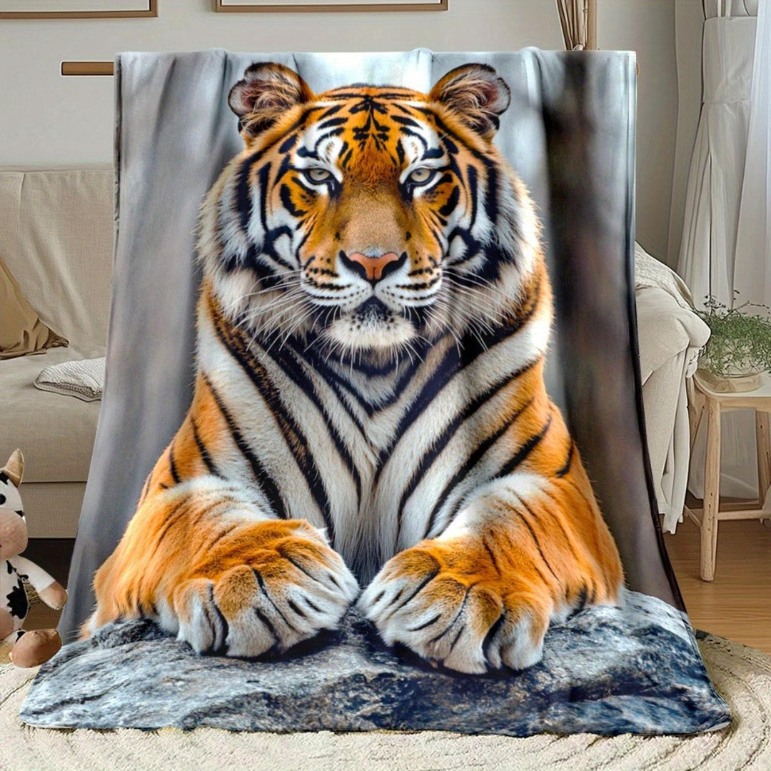 Artistic Tiger-Themed Plush Throw Blanket