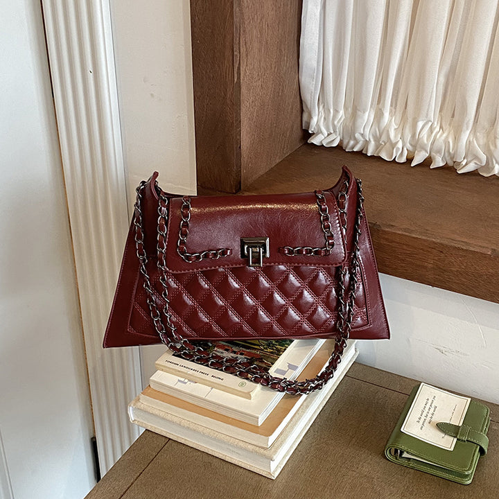 Quilted Chain-Accent Handbag