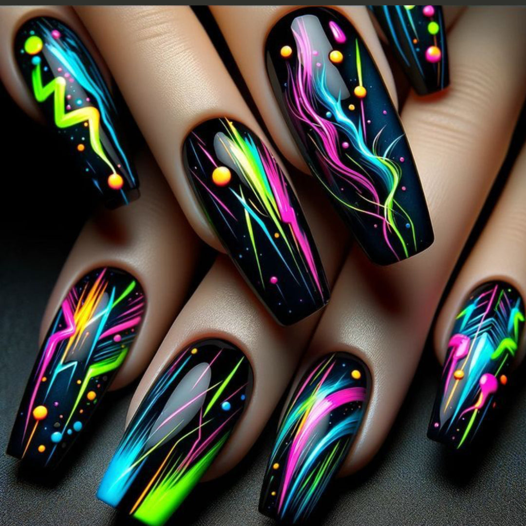 Neon Abstract Artistic Nail Art Extensions Stornfield