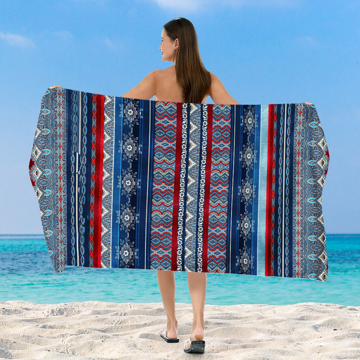 Beach blanket with exclusive geometric tribal design Stornfield