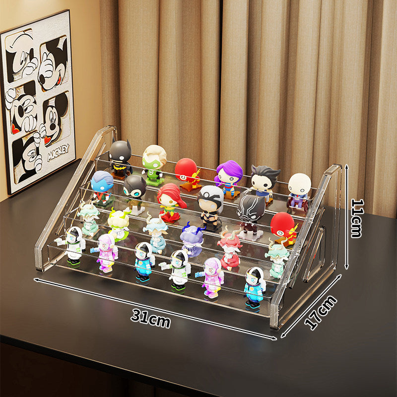 Acrylic Tiered Collectible Figure Display Rack with Angled Clear Risers