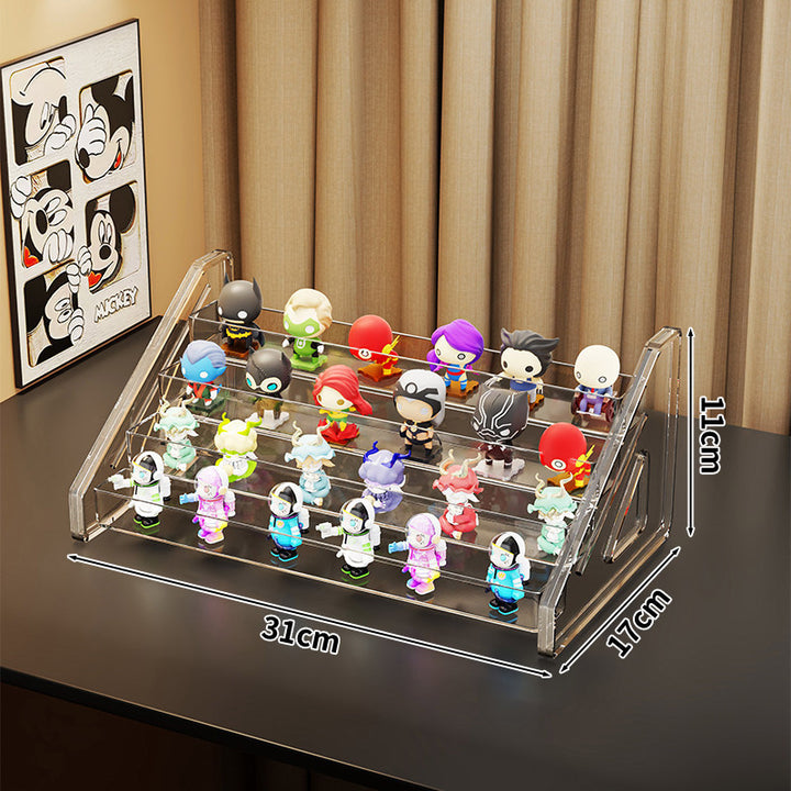 Acrylic Tiered Collectible Figure Display Rack with Angled Clear Risers