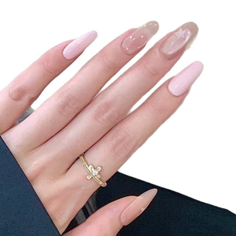 Stylish Press-On Nail Art Set with Star Accents Stornfield