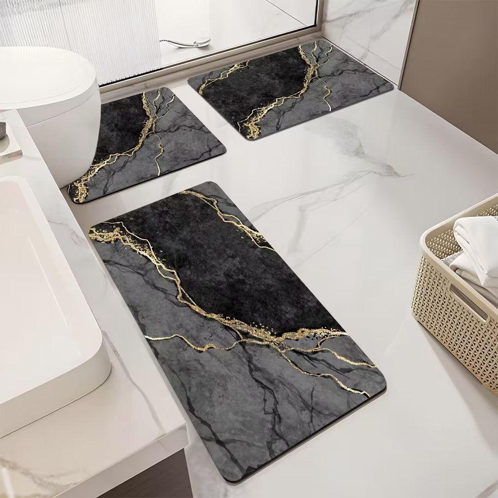 Luxurious Marble Pattern Bath Mat Set Stornfield