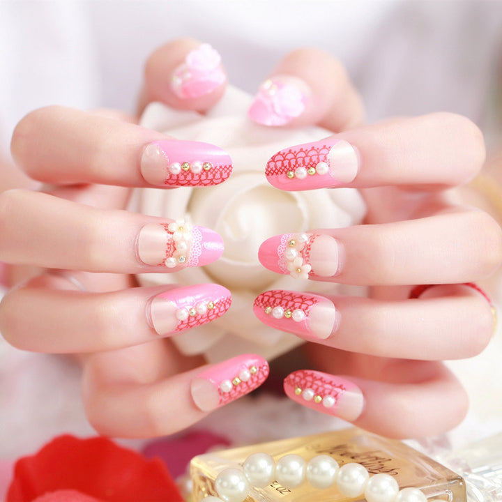 Elegant Pearl-Embellished Press-On Nail Set
