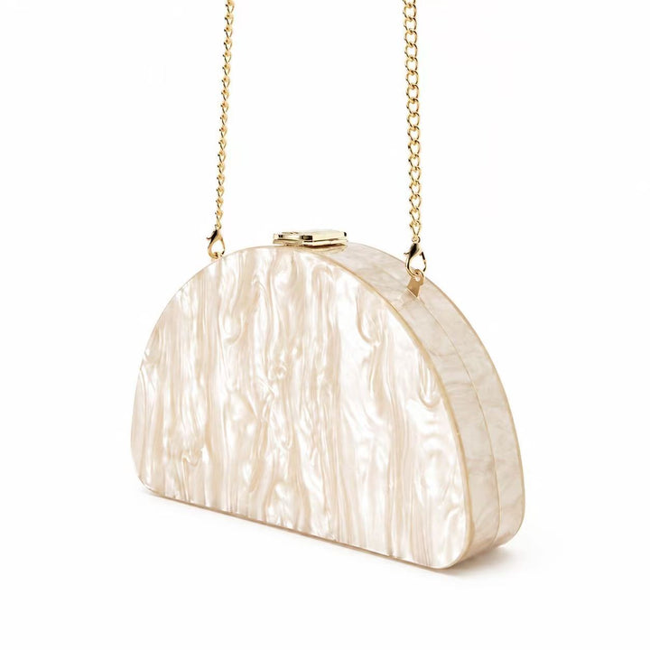 Iridescent Half-Moon Acrylic Clutch