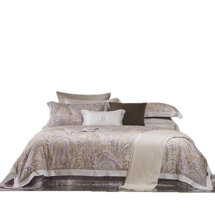 Floral Cotton-Sateen Duvet Cover Set with Tailored Hem and Euro Shams