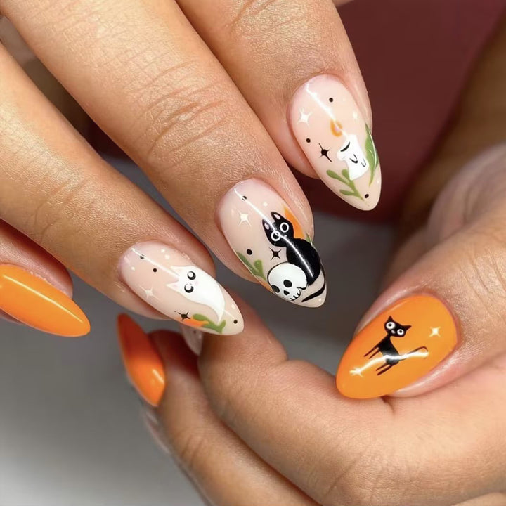 Artistic Press-On Nail Art With Whimsical Animal Designs Stornfield