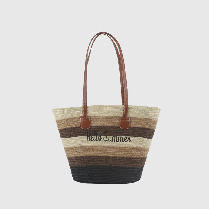 Summer straw bag with leather handles Stornfield
