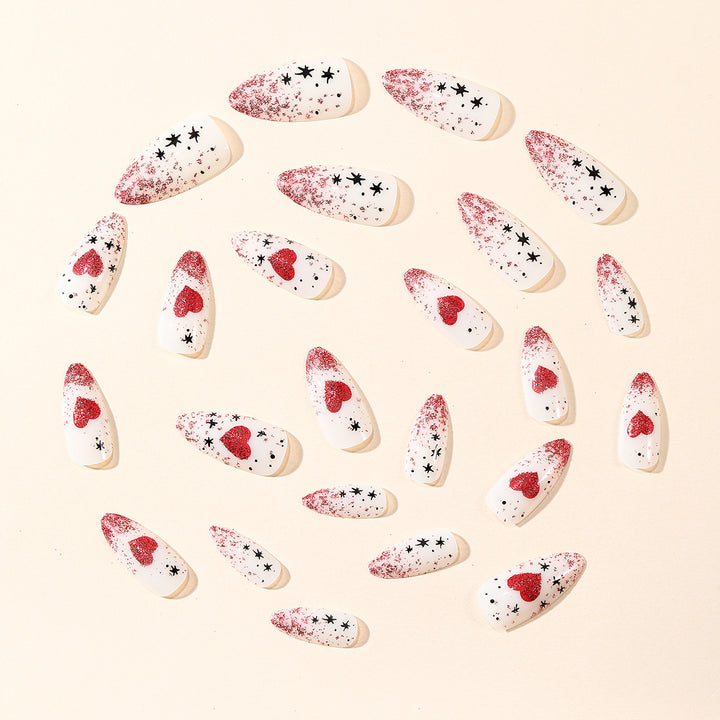Stiletto Nail Art Extensions with Heart and Glitter Design Stornfield