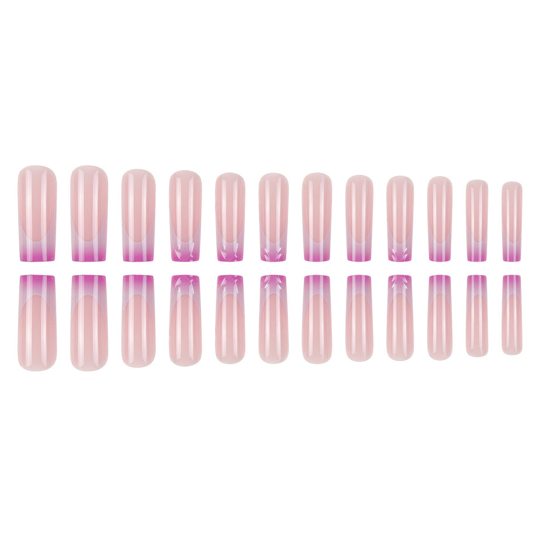 Elegant Long Acrylic Press-On Nail Set with Artistic Ombré Design Stornfield