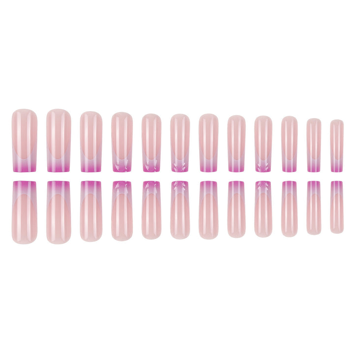 Elegant Long Acrylic Press-On Nail Set with Artistic Ombré Design Stornfield