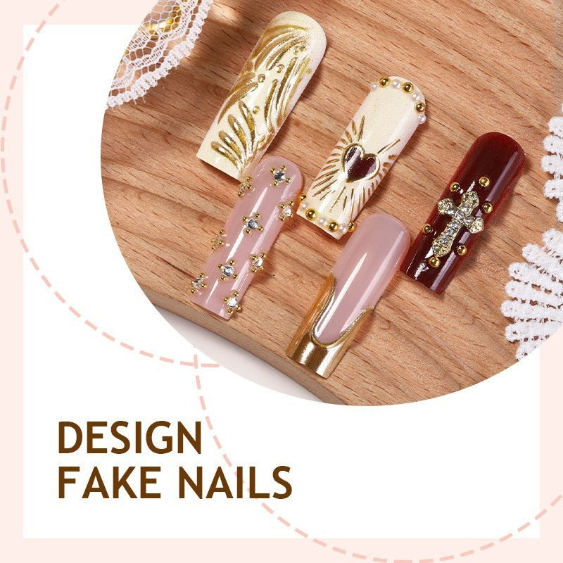 Acrylic nail set with glamorous decorations Stornfield