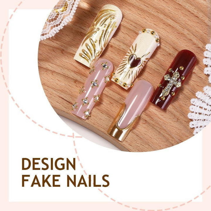 Acrylic nail set with glamorous decorations Stornfield