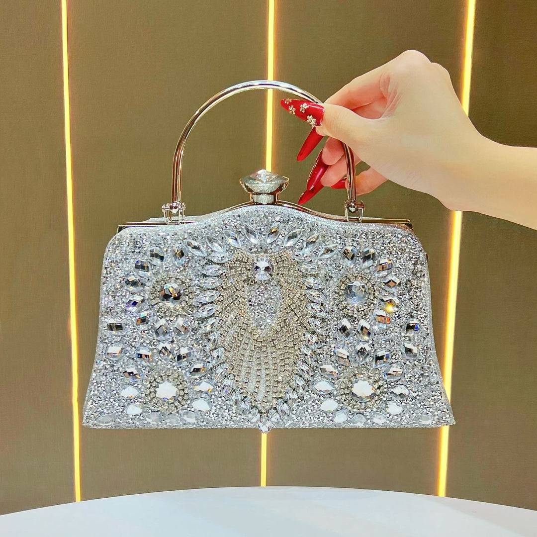 Decorative Crystal-Studded Evening Handbag