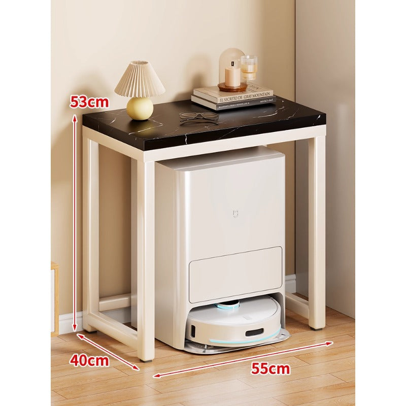 Marble Top Gold Metal Console Stand for Robot Vacuum Dock and Entryway Organizer
