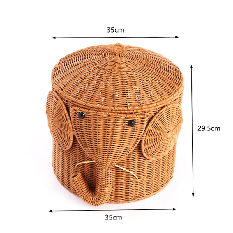 Elephant-Shaped Woven Storage Basket Stornfield