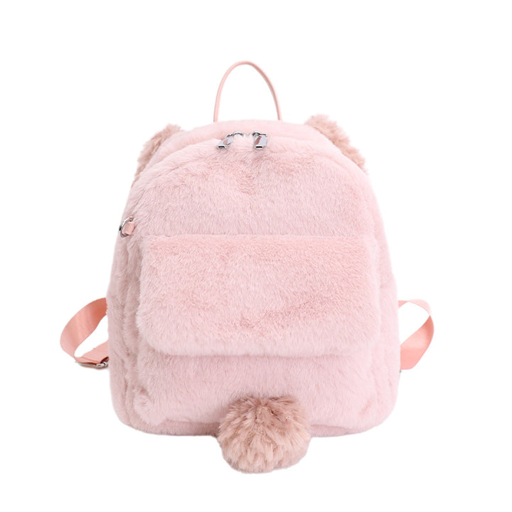 Plush backpack with cute animal ears and pompom Stornfield