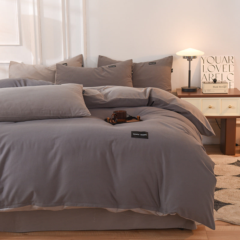 Breathable Reversible Cotton Duvet Cover Set with Pillowcases