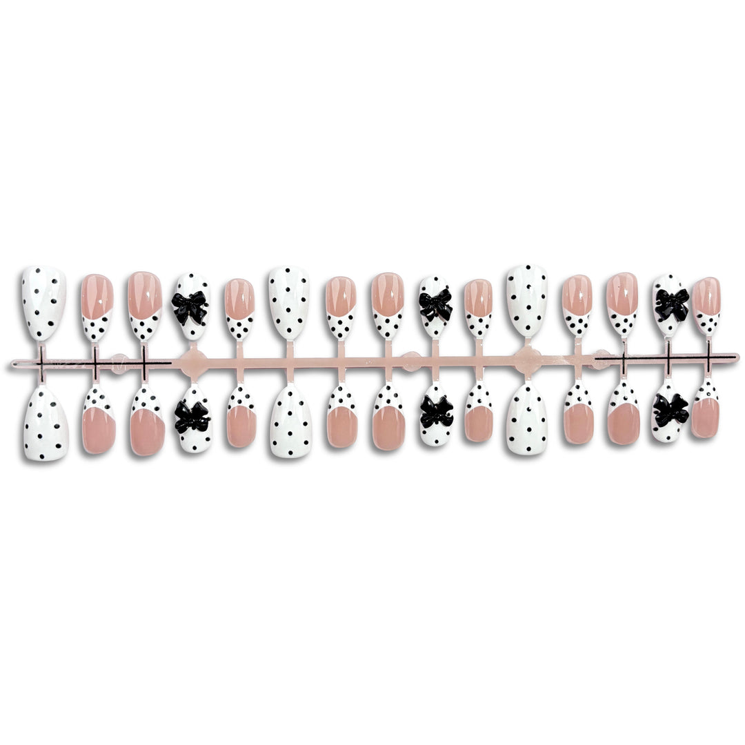 Polka Dot and Bow Accent Press-On Nail Set