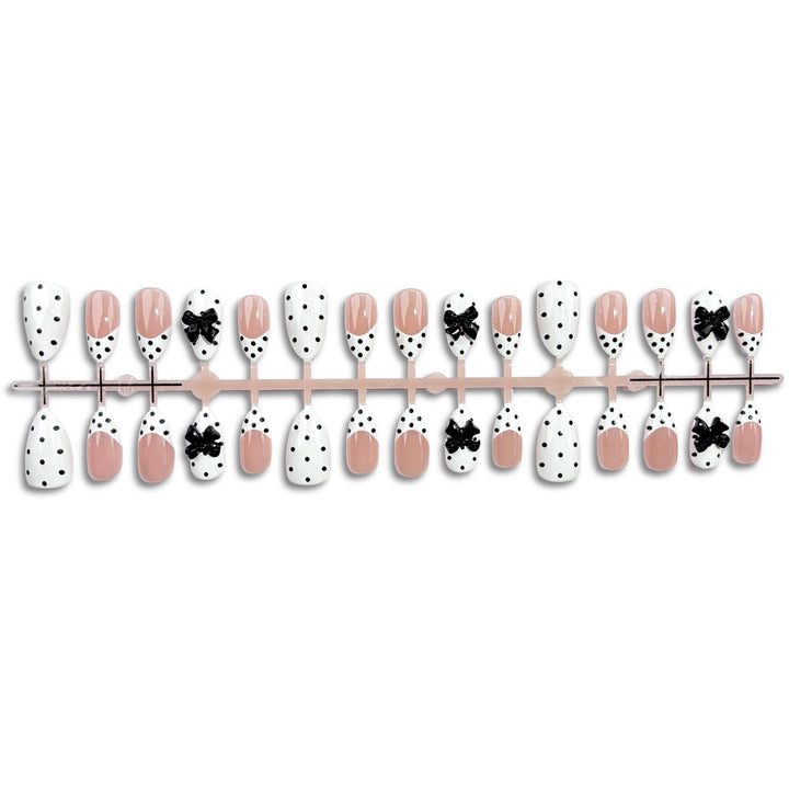 Polka Dot and Bow Accent Press-On Nail Set