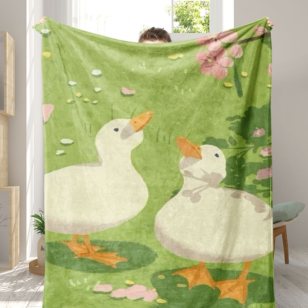Whimsical Duck-Themed Fleece Throw Blanket