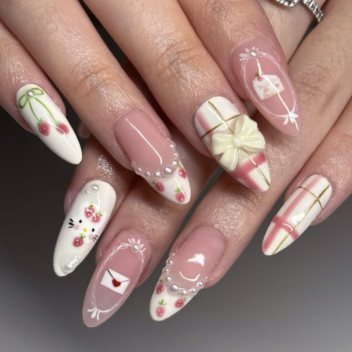 Artful stiletto nails with playful designs and a light 3D effect Stornfield