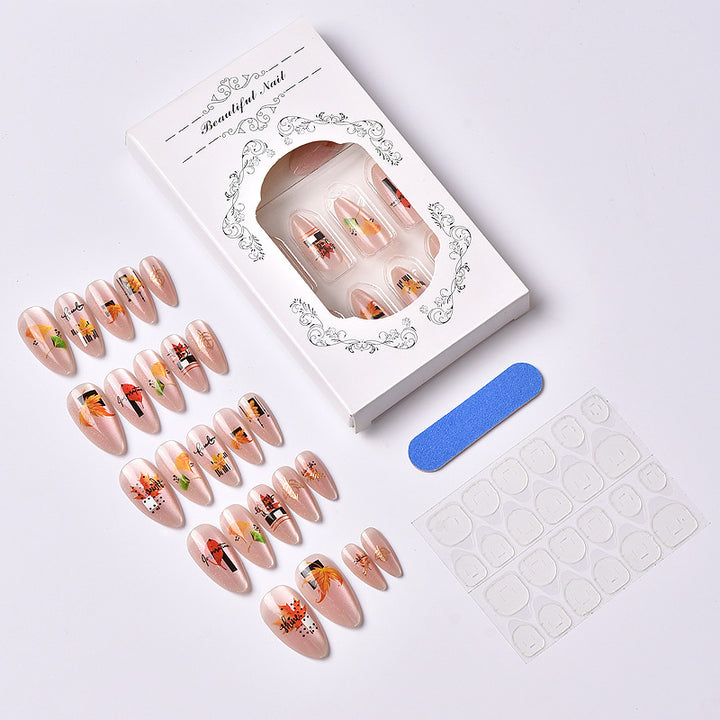 Autumn-Inspired Press-On Nail Art Set 1790738370