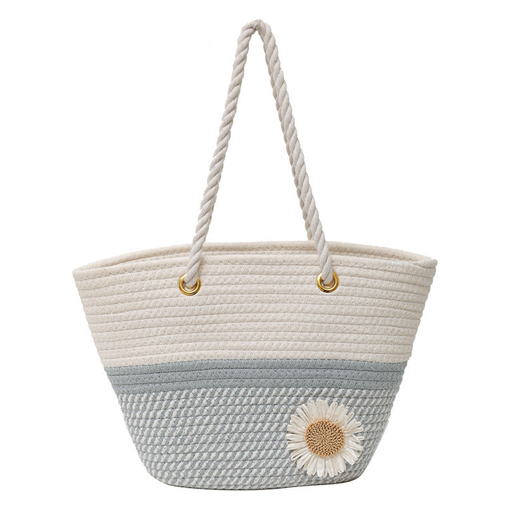 Handcrafted Floral Detail Straw Tote Bag Stornfield